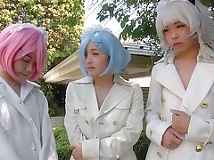 Japanese lesbian milfs and teen cosplay threesome sex: fucking a curvy Japanese lesbian milf and teen cosplay threesome sex in tokyo