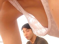 Step-son busting hot Japanese mom's horny gagging on massive cock with intense creampie ensues!